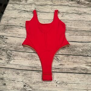 Gorgeous David Lerner Red Thong Bodysuit size Large NWOT